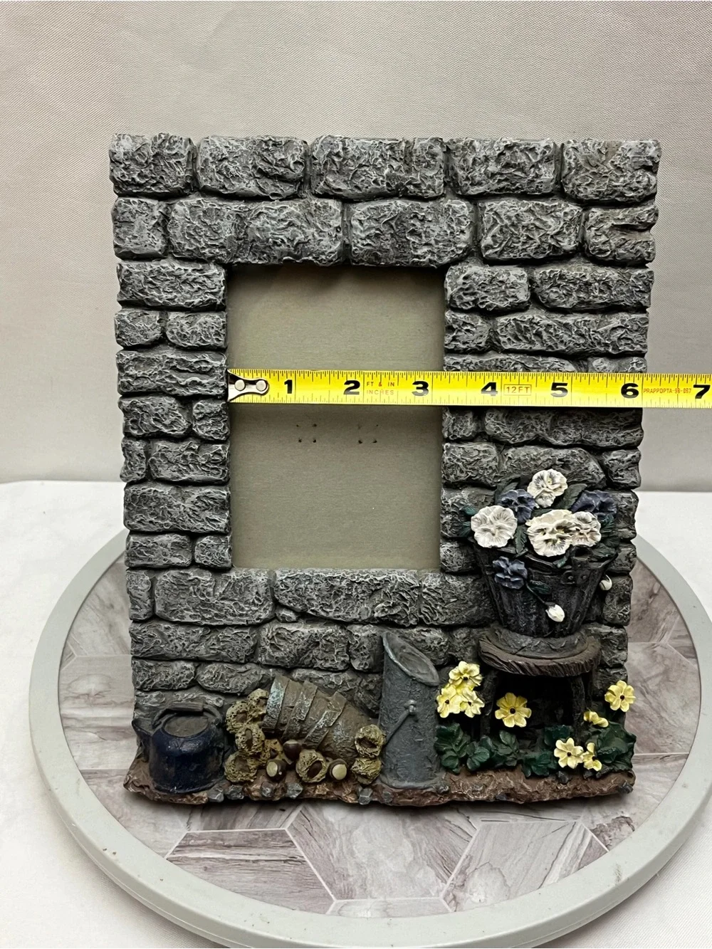 Rustic Stone Wall Garden Flower Pot 4x6 Picture Frame Cottage Decor